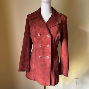 Vintage‎ Hides at Alexander's Rust Suede Double Breasted Peacoat XS/S
